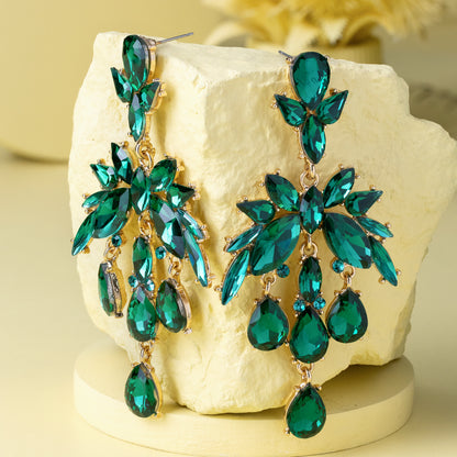 Malachite Long Drop Dangling Earrings