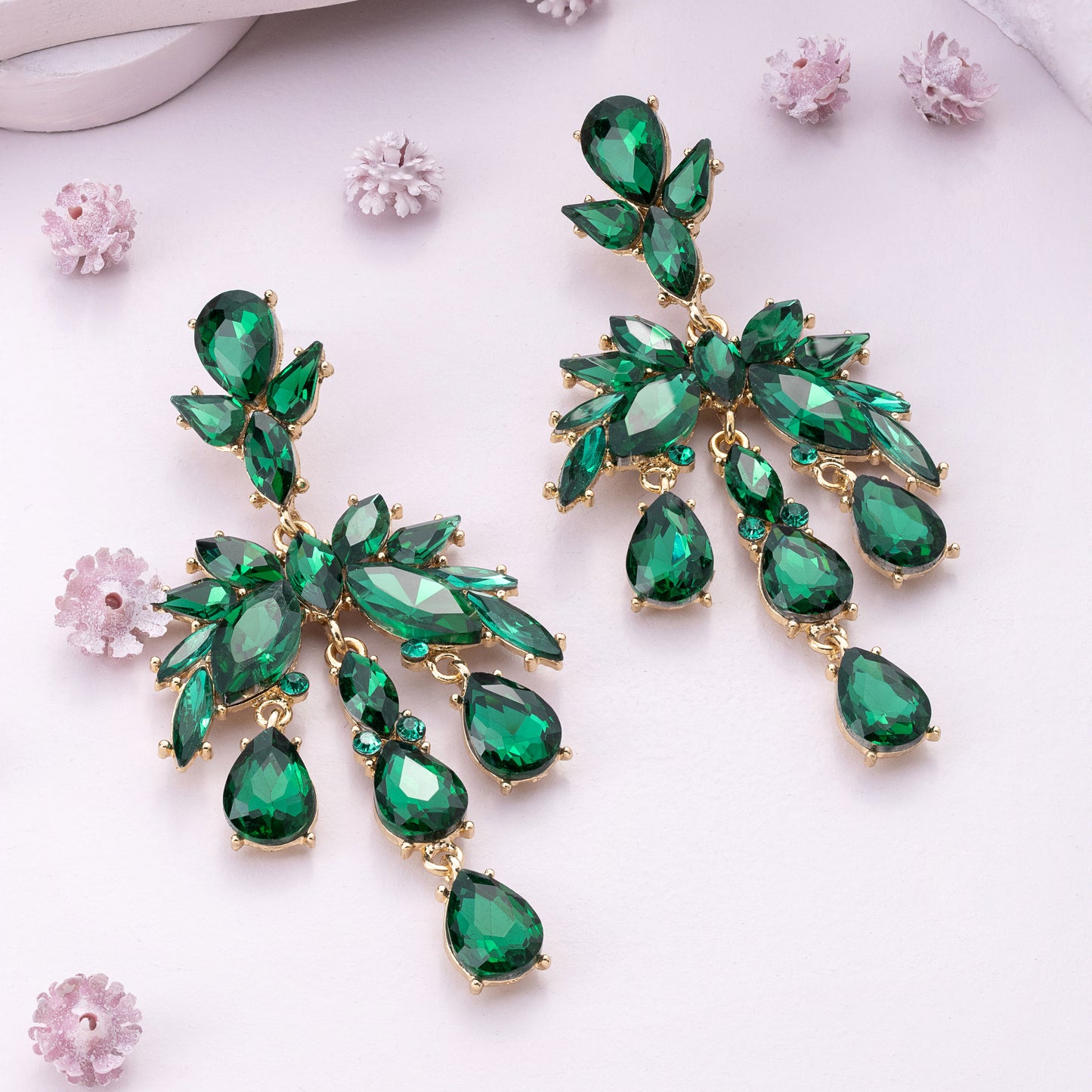 Malachite Long Drop Dangling Earrings