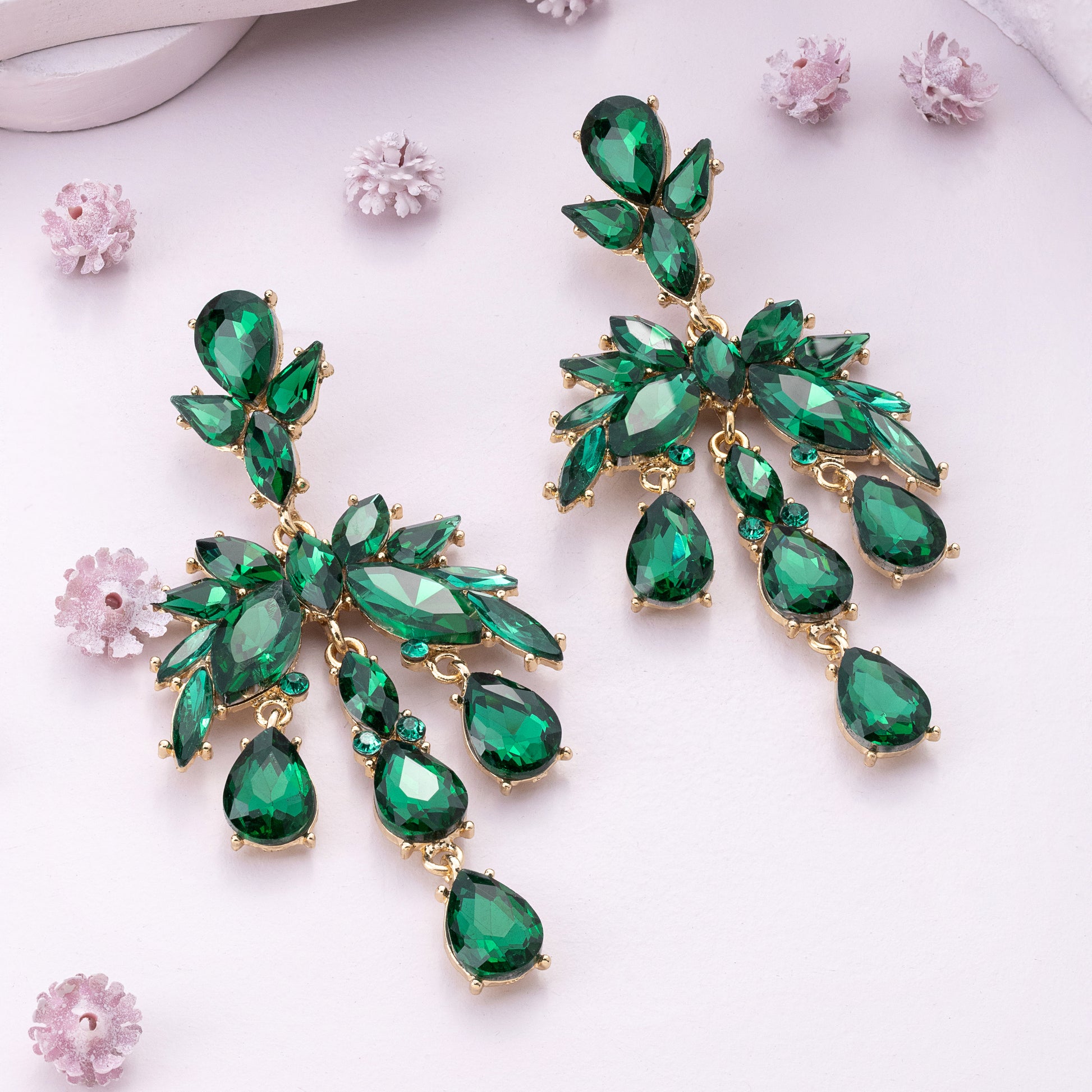 Malachite Long Drop Dangling Earrings