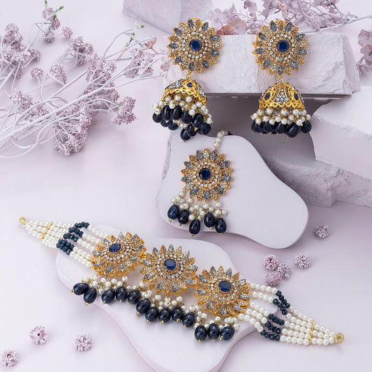 Mirha Bridal Choker Set - Black