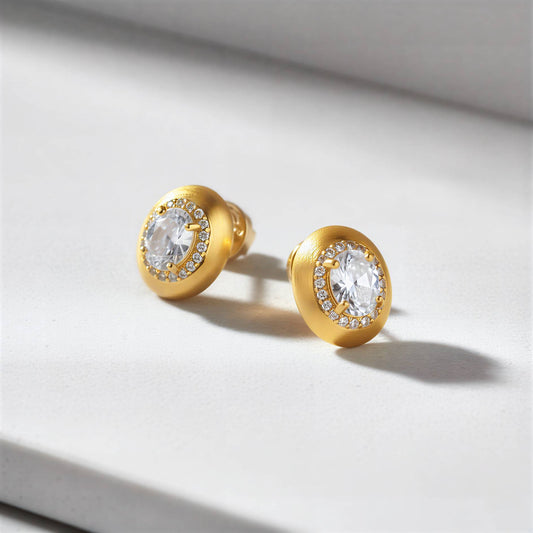 Oval Gold Stud Earrings