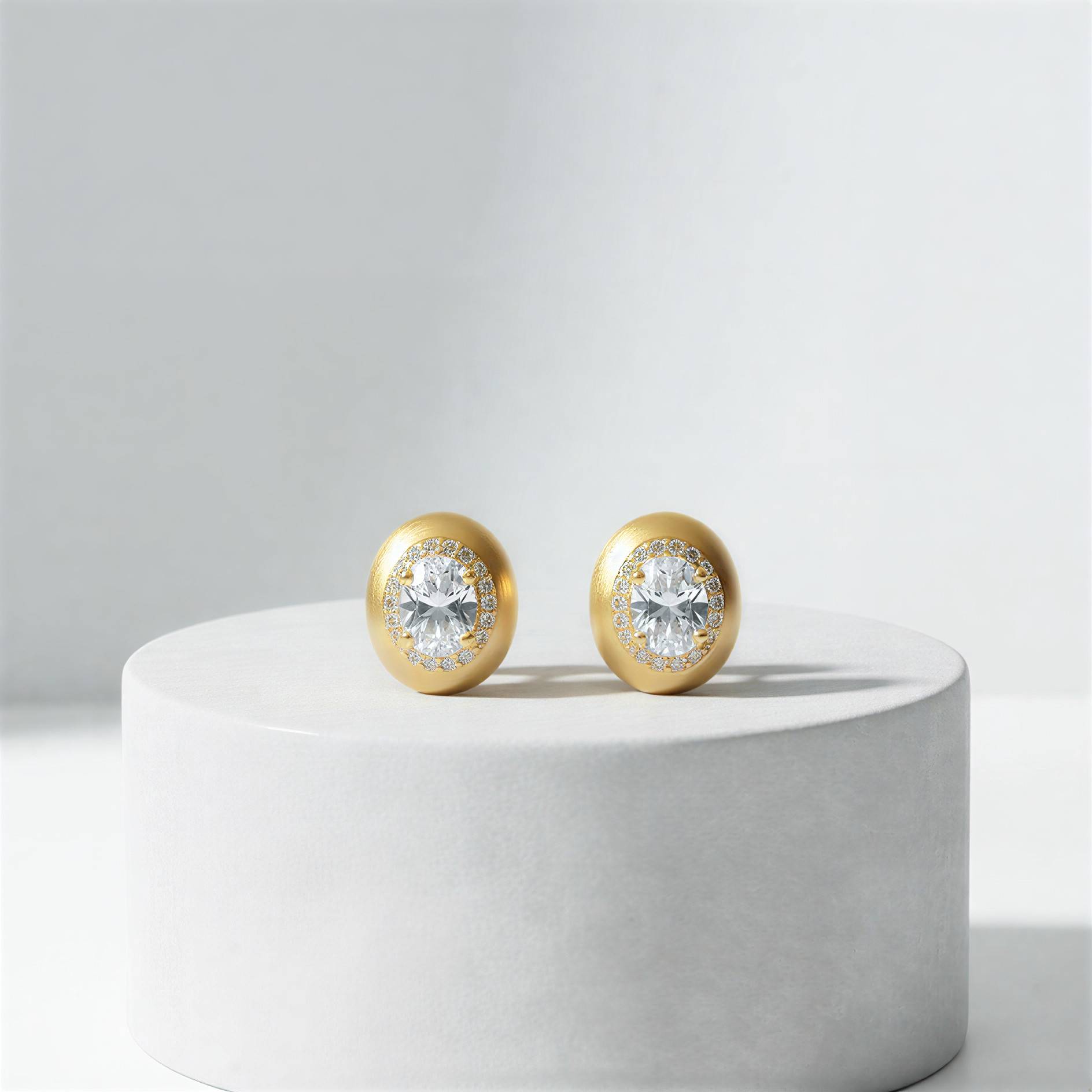 Oval Gold Stud Earrings