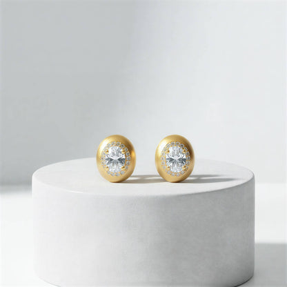 Oval Gold Stud Earrings