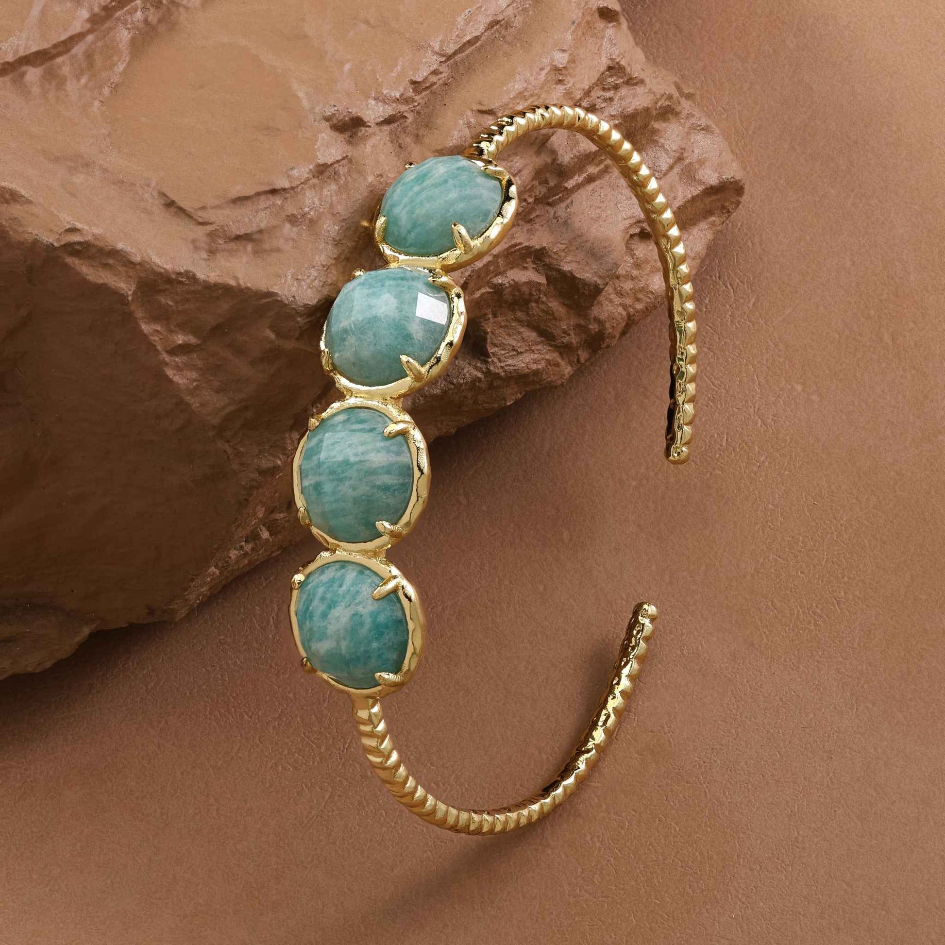 Amazonite Gold Cuff Bracelet
