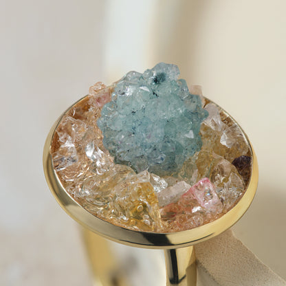Aqua Druzy Stone Ring