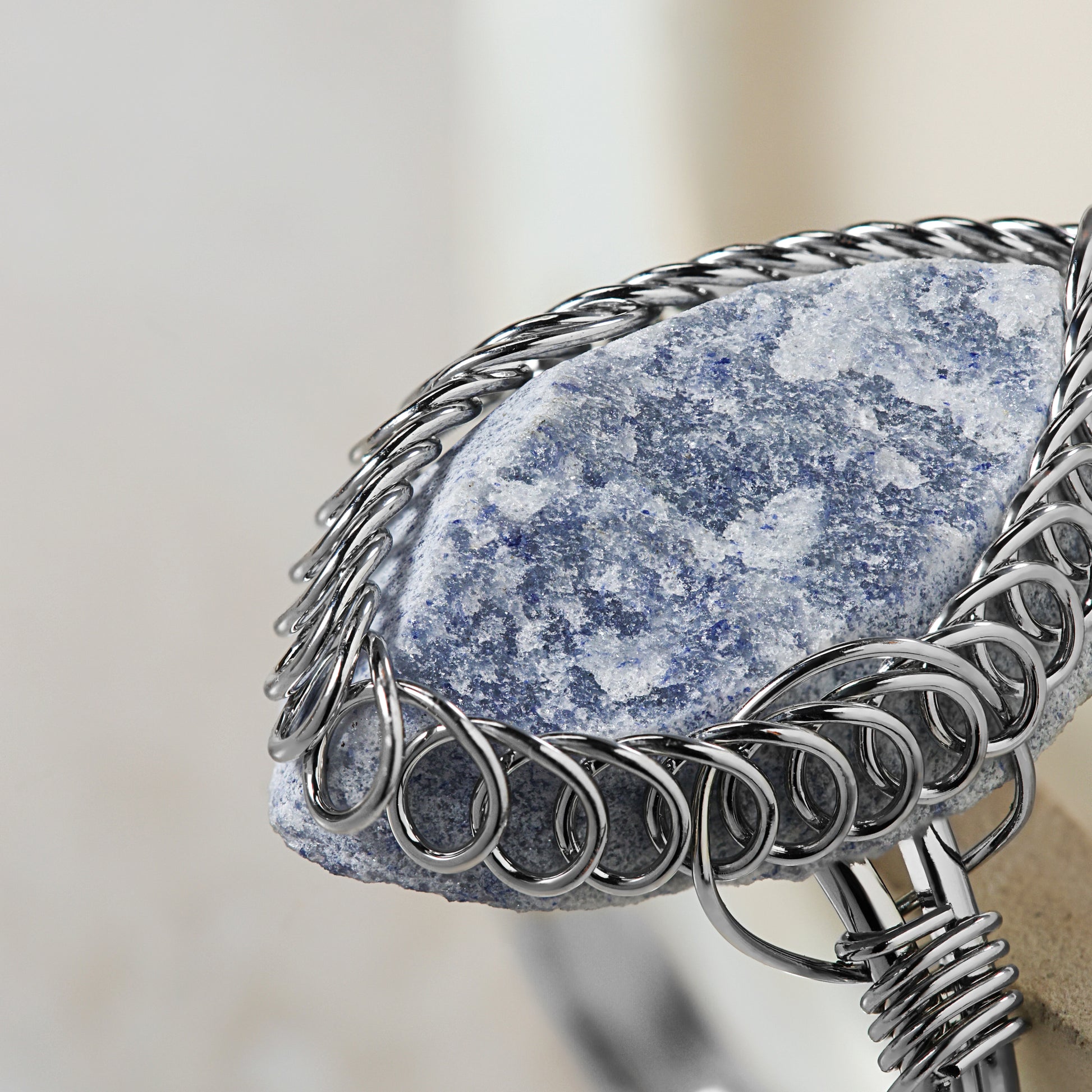 Blue Quartz - Spiral Stone RIng