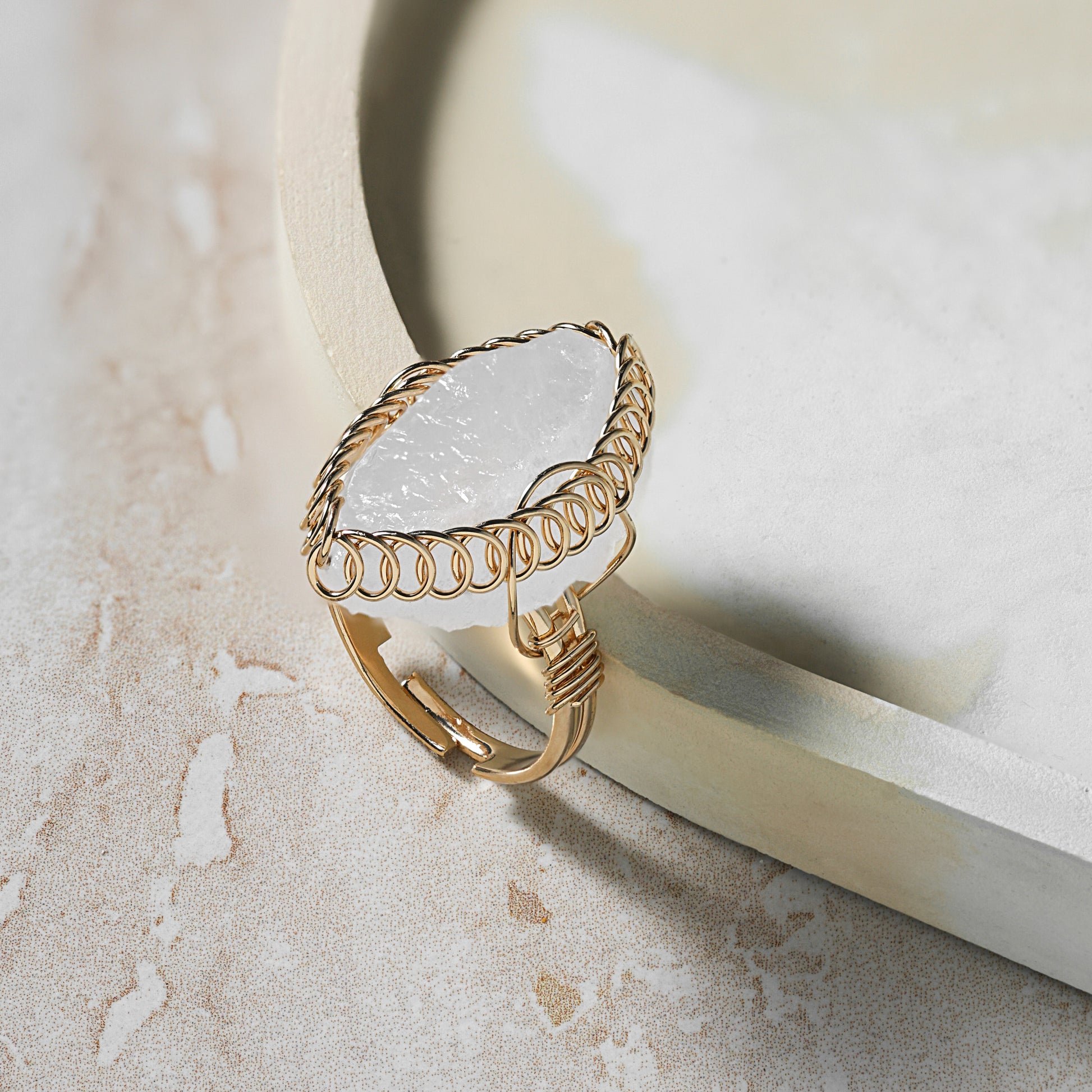 Clear Quartz - Spiral Stone Ring