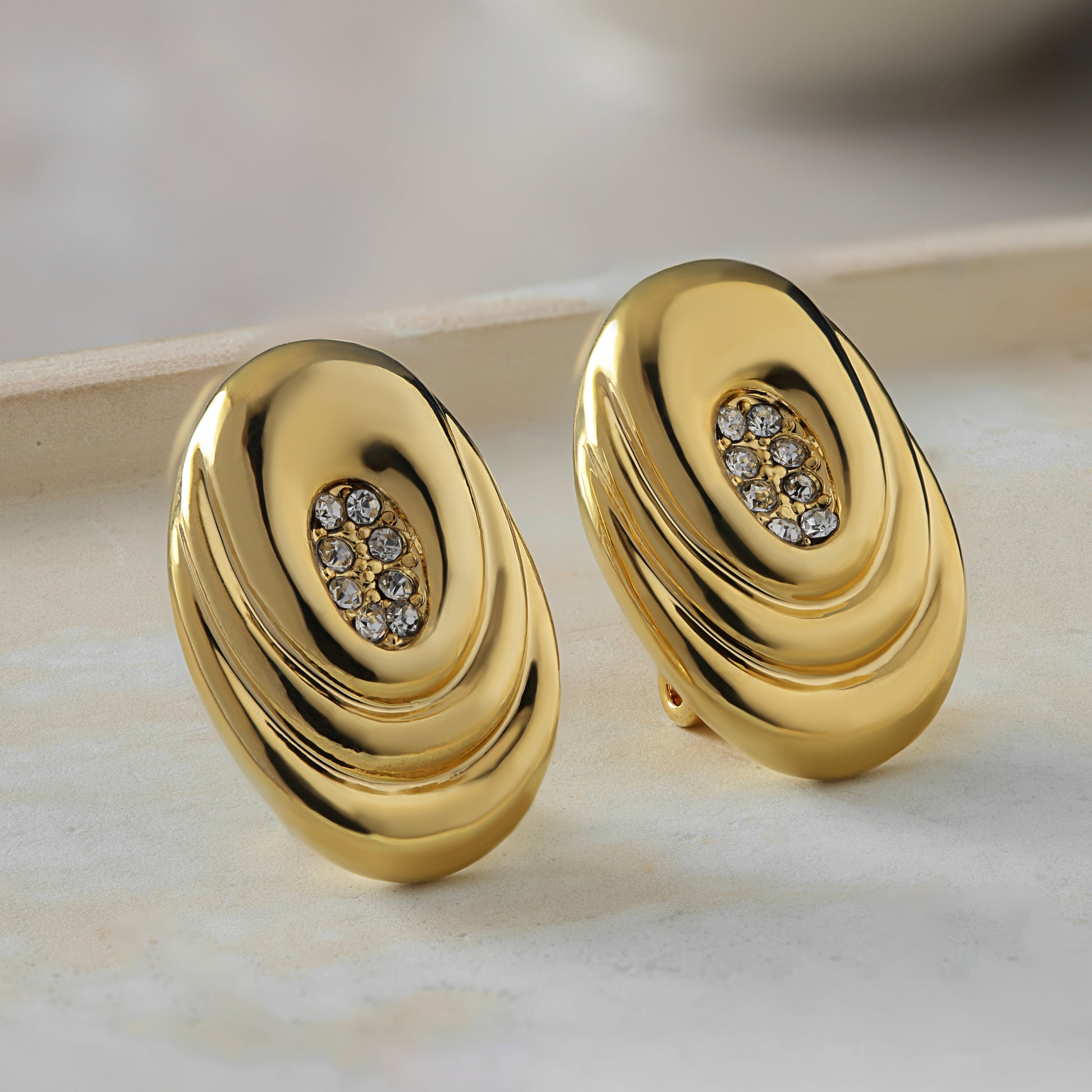 Ellipse - Gold Drop Earrings