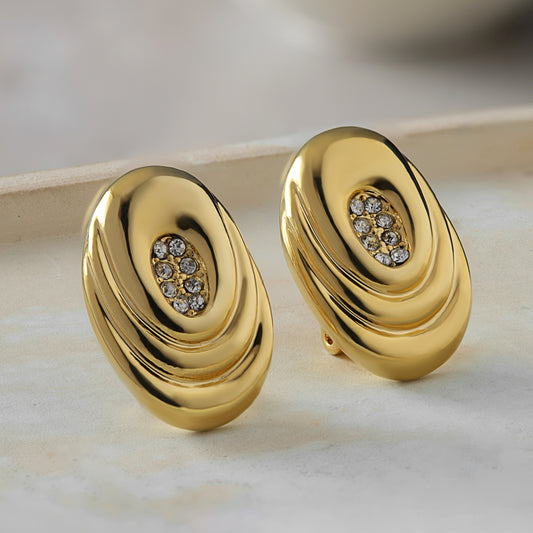 Ellipse - Gold Drop Earrings