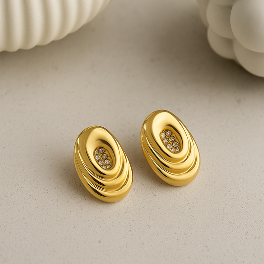 Ellipse - Gold Drop Earrings