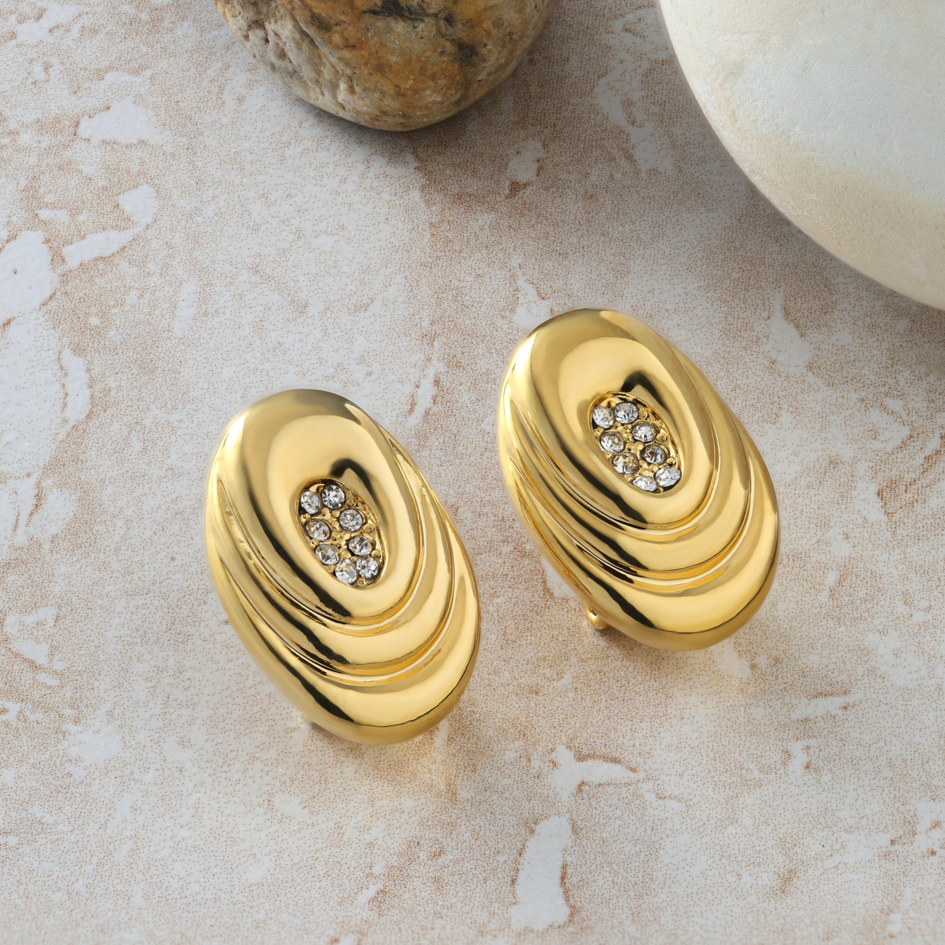 Ellipse - Gold Drop Earrings