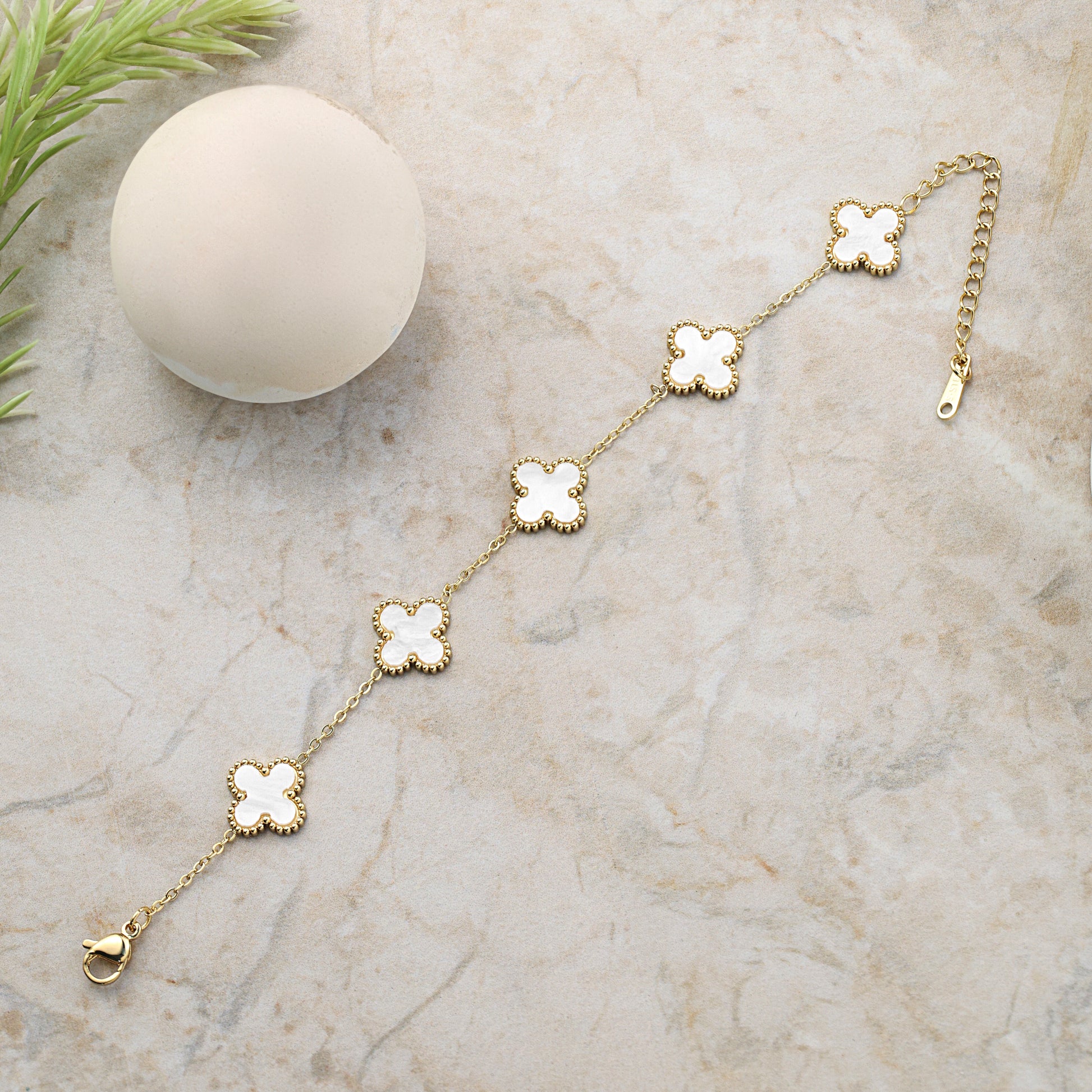 white flower charm bracelet for women