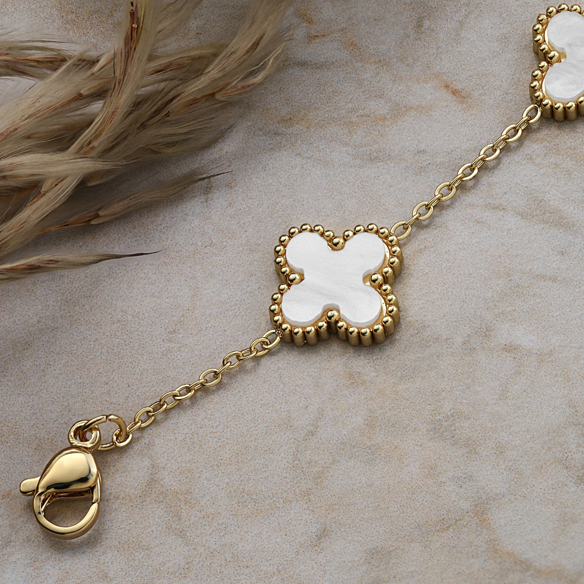 white flower charm bracelet for women
