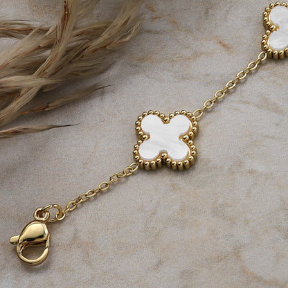 white flower charm bracelet for women