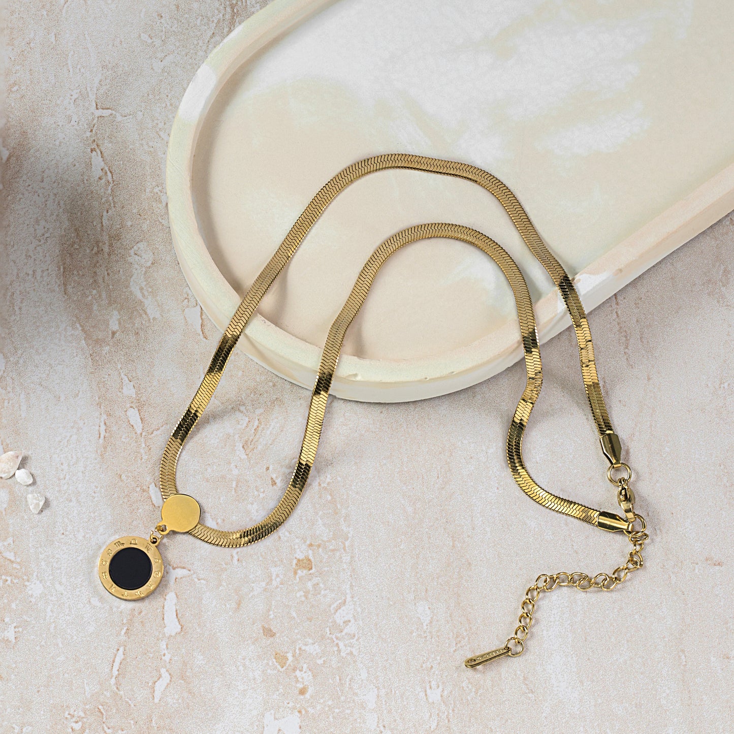 Gold Snake Chain Pendant Necklace