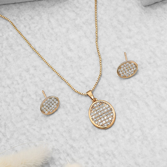 gold zircon necklace earrings set