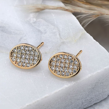 gold zircon round ear studs