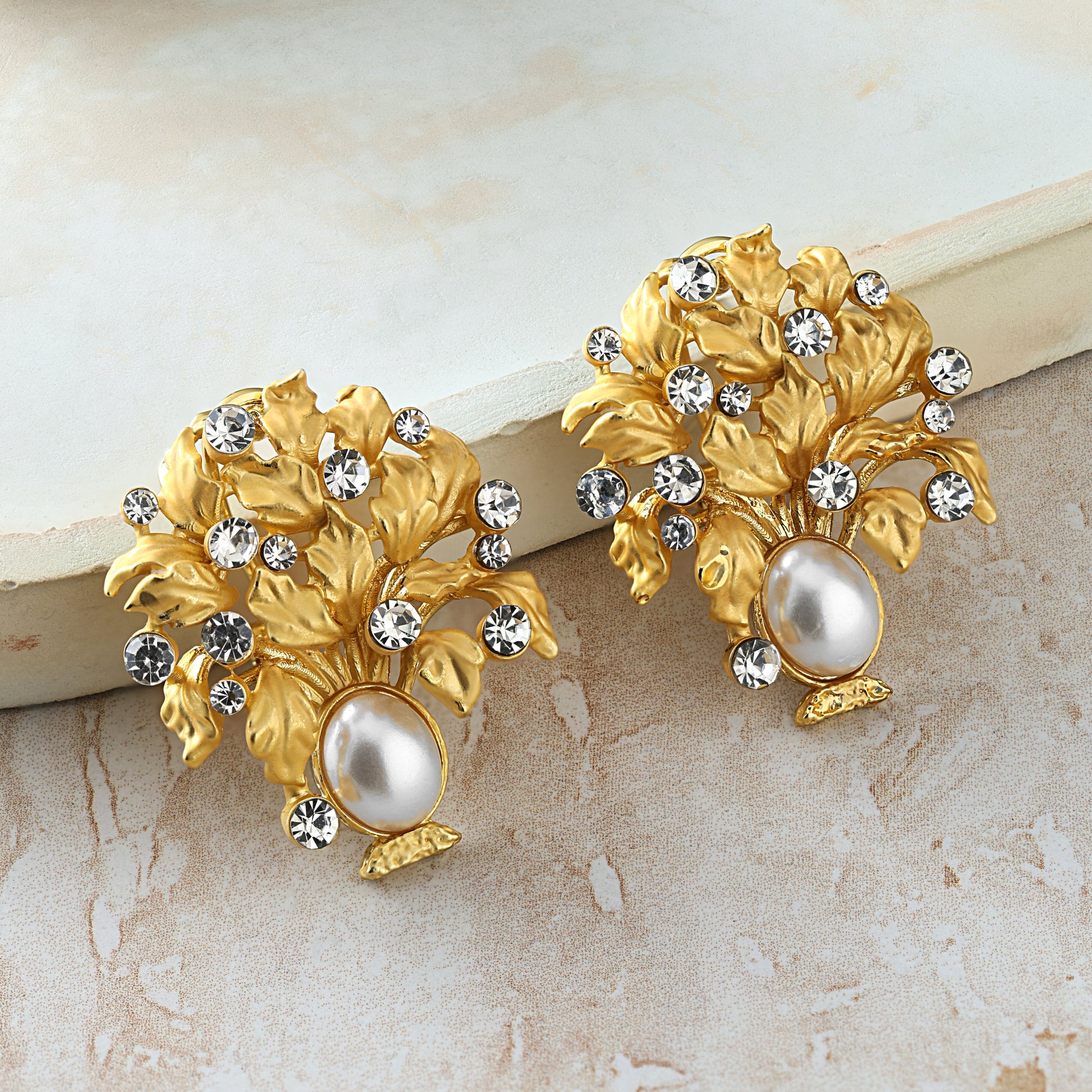 lotus matte gold earrings