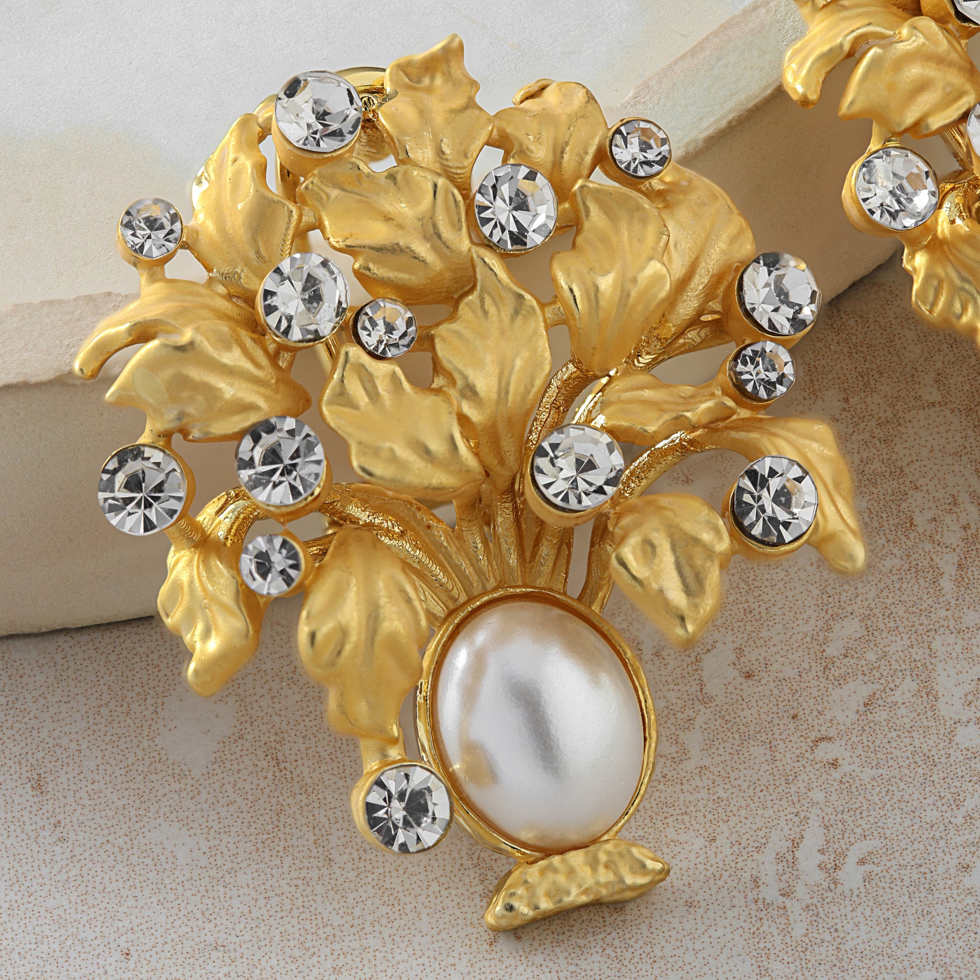 lotus matte gold earrings