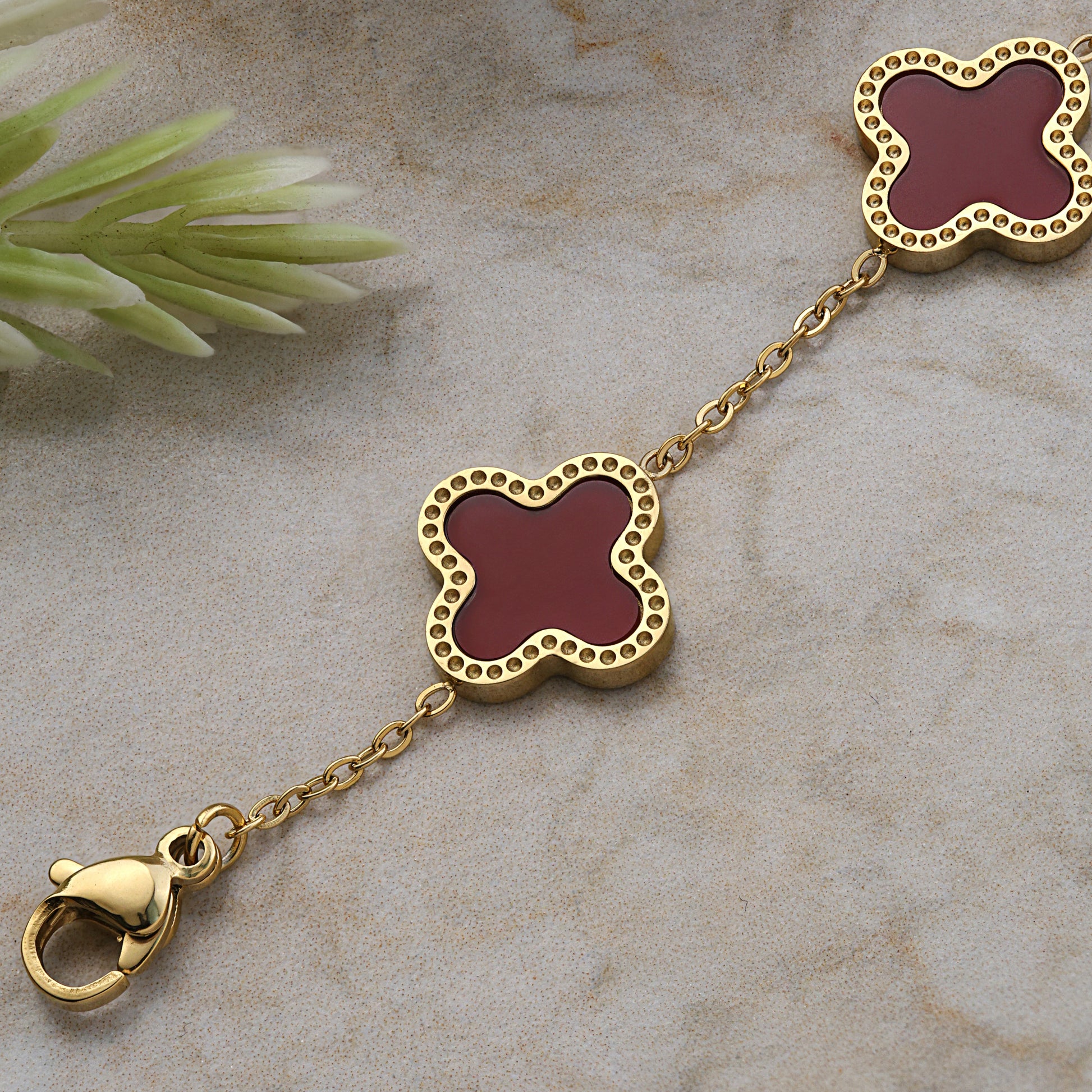 red flower charm bracelet