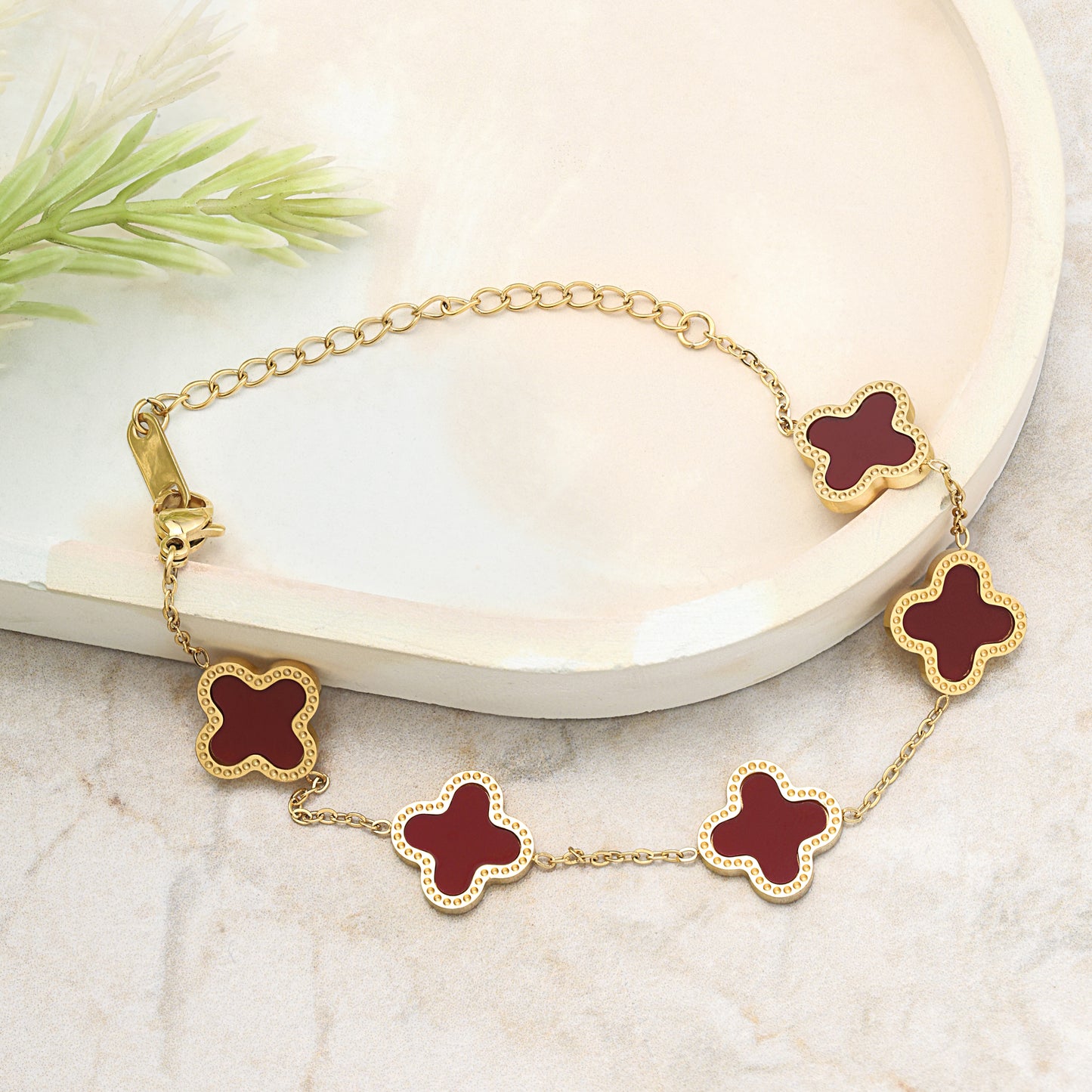 red flower charm bracelet