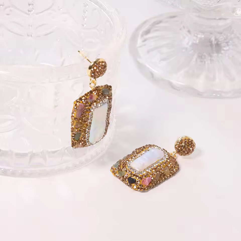 pearl zircon earrings