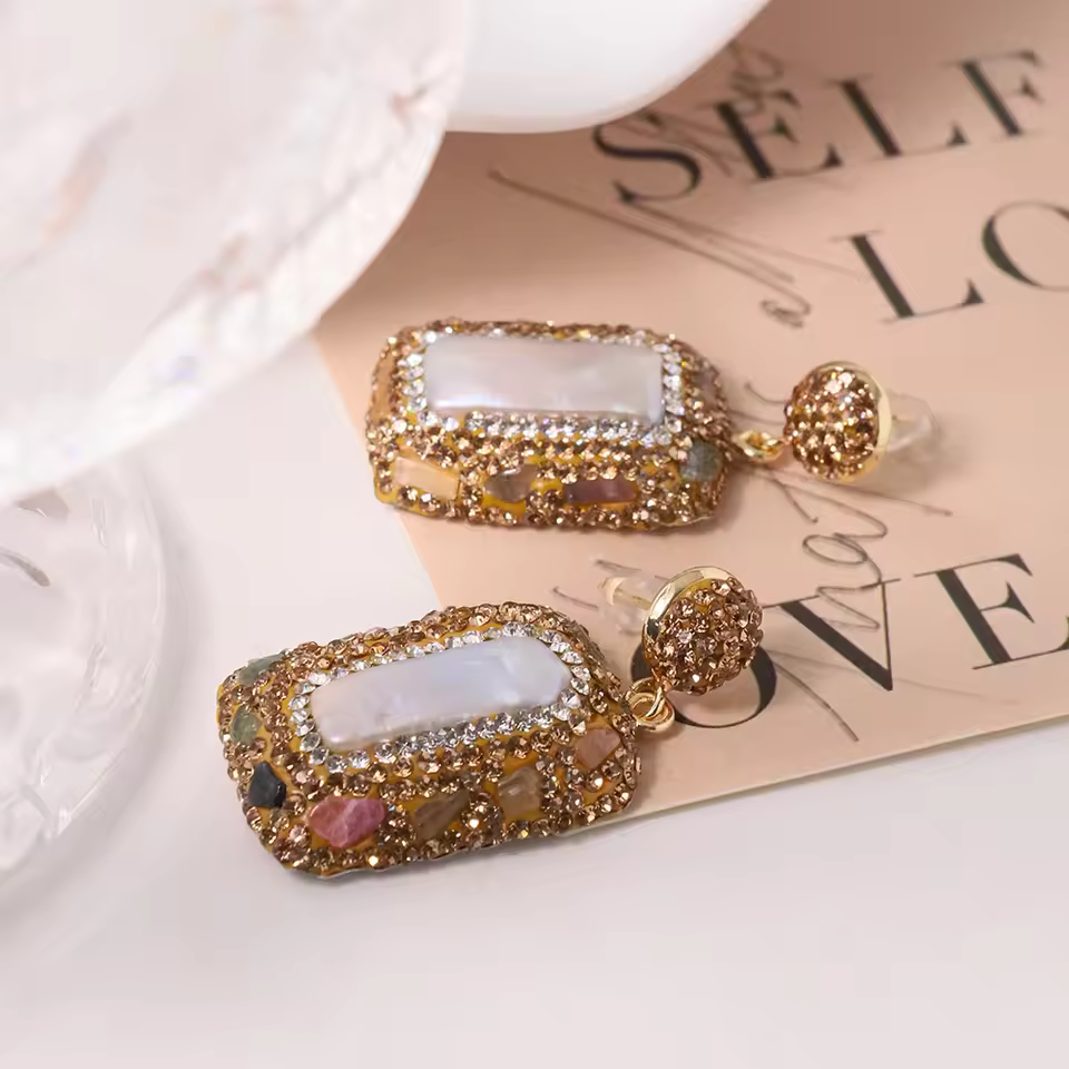 pearl zircon earrings