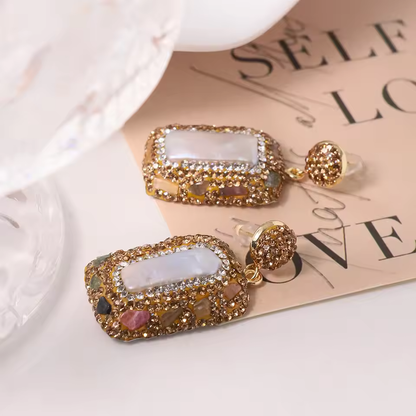 pearl zircon earrings