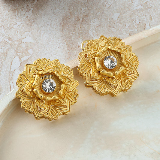 Poppy Gold flower Studs
