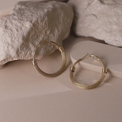 mesh huggie hoop earrings