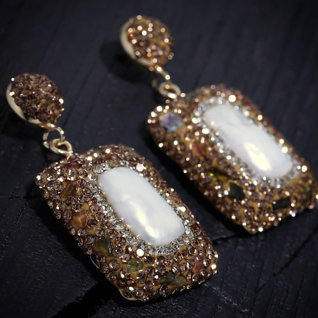 Pearl Zircon Earrings 