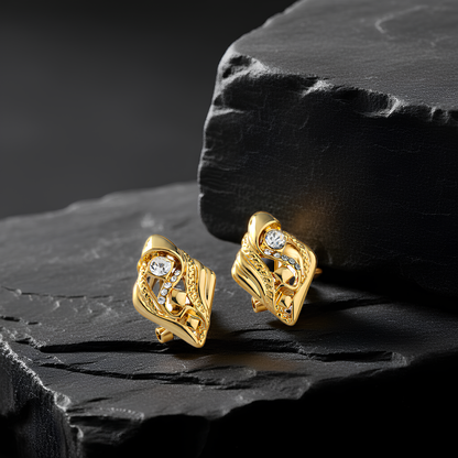 quad gold ear studs