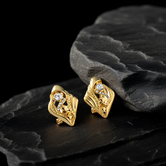 quad gold ear studs