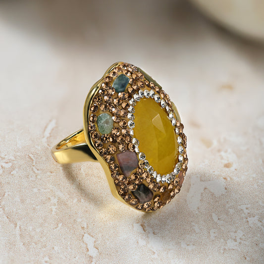  Stone Inlays Zircon Ring