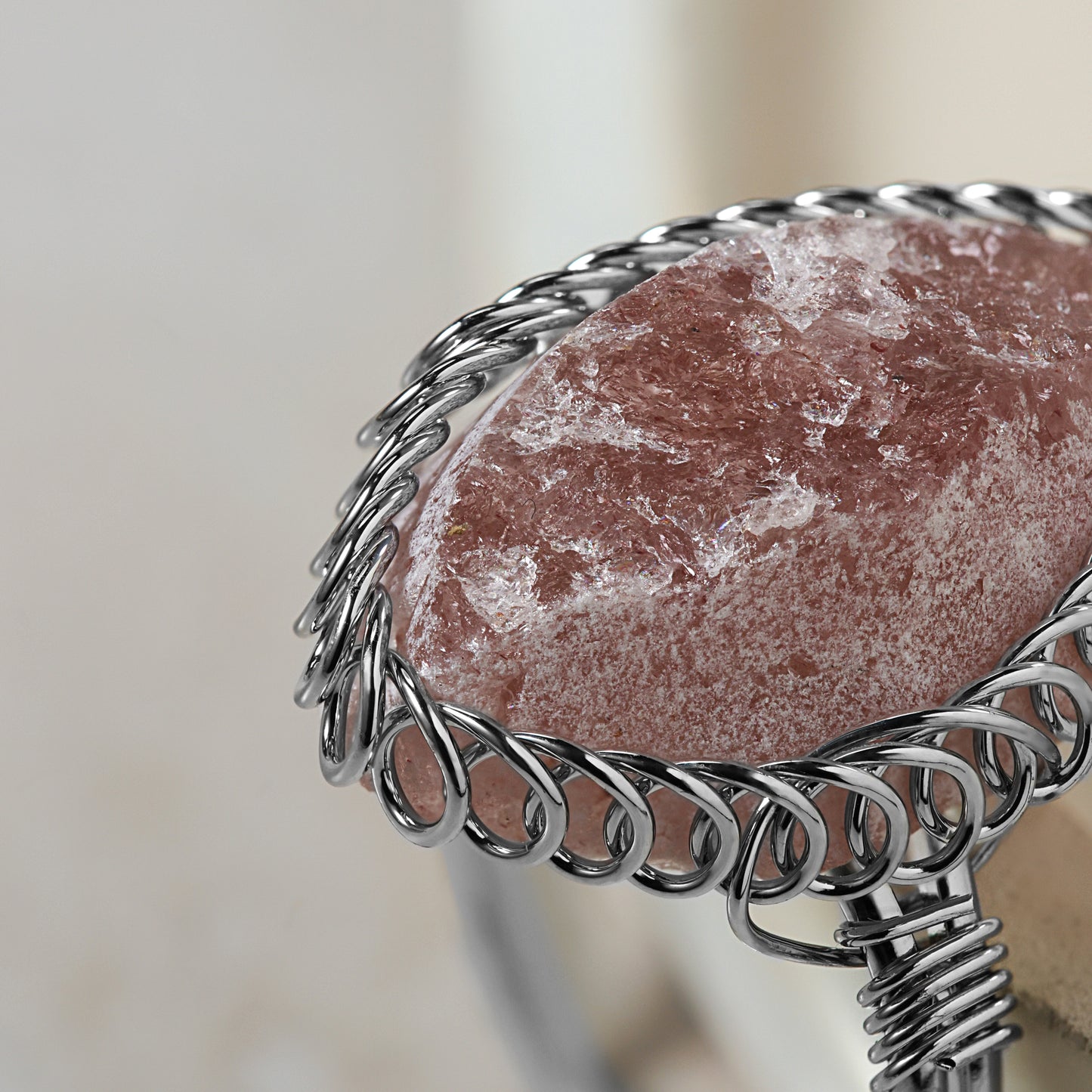 Strawberry Quartz - Spiral Stone Ring